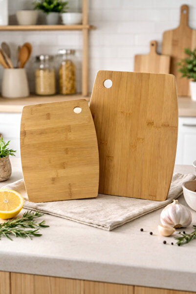 MAKRİ HOME 2-Piece Bamboo Cutting Board and Presentation Set – Natural Wood, ...
