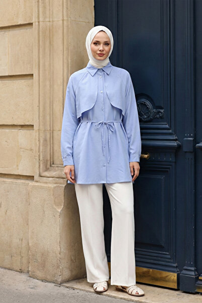 MODAQU Bolero Detailed Poplin Baby Blue Tunic