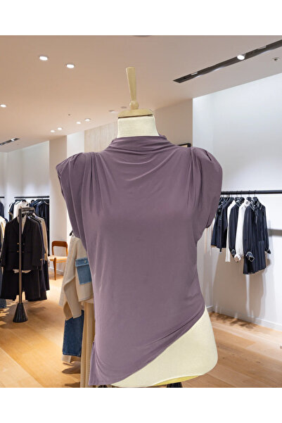 Butik Beyza Asymmetrical Cut Shoulder Padded Back Zipper Blouse