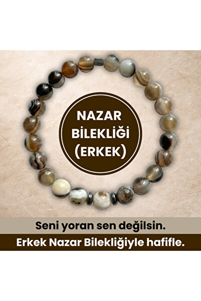 Nazar Bilekliği Erkek – Doğal Taş Enerji & Koruma Bilekliği - Doğal Kalkan - | Şık Tasarım