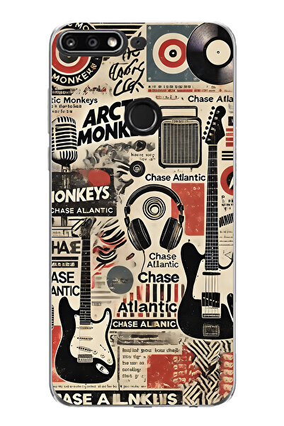 FLAMENKO حافظة هاتف شفافة بنمط كولاج الموسيقى متوافقة مع هاتف هواوي Y7 2018