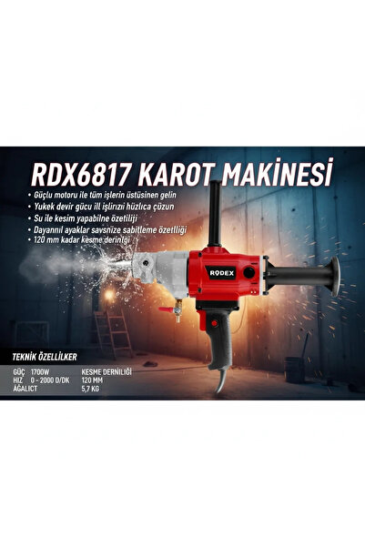 Rodex Karot Makinesi 120MM 0-2000RPM 1700W RDX6817