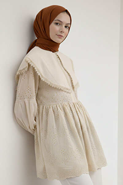 benguen Baby Collar Scallop Tunic A1420 Cream