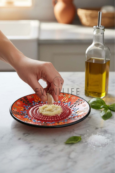 EvaniLife Seramik Rende Tabağı Çok Amaçlı Pratik Sarımsak & Zencefil Rendesi ...