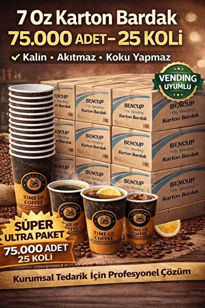 figanlar ambalaj 7 Oz Vending Karton Bardak 75.000 Adet (25 Koli) Süper Ultra...