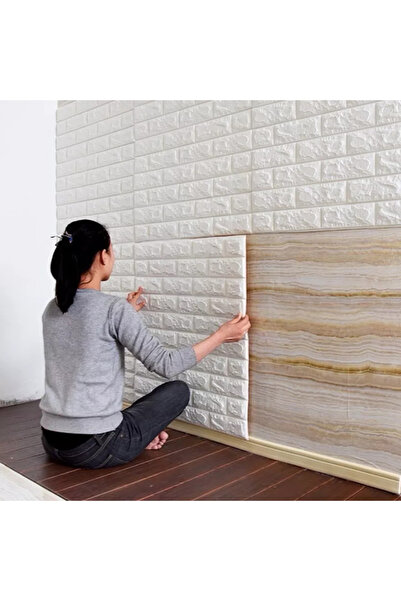 Vivendo 3D white brick wallpaper, self-adhesive for interior, 70 x 77 cm, 6mm...