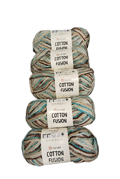 Yarnart КОТОН ФЮЖЪН 5-ЧАСТЕН КОМПЛЕКТ - ЕЛ. ПЛЕТИВО С ПРЕВРАТЕНА НИТОНКА
