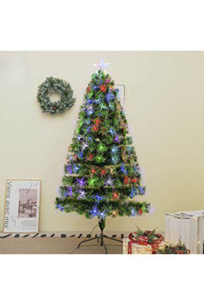 Vivendo Brad artificial de Craciun Vivendo®, cu fibra optica multicolora si L...