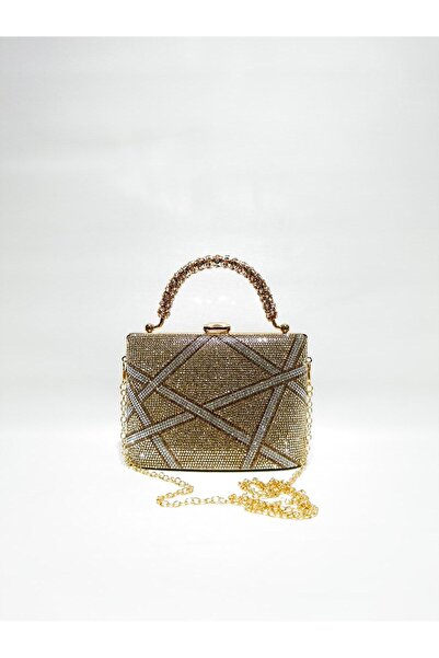 womenacs Gold Silver Double Color Single Surface Stoned Evening Dress Clutch ...