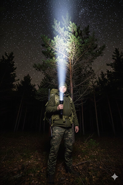 Forestia Gold Silver Avcı Kampçı Şarjlı El Feneri 30W – 3000 Lümen – 8000 mAh...