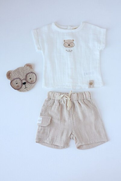 BabyCosy Organic Wear Teddy Bear Printed Shorts Set