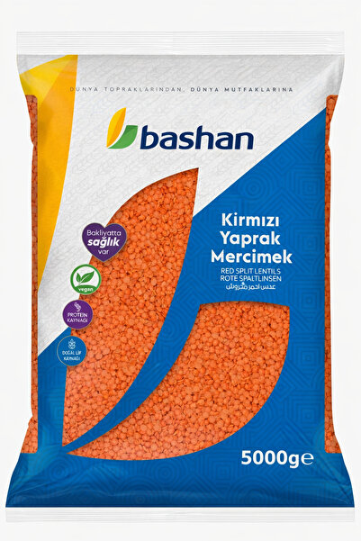 Başhan Kırmızı Yaprak Mercimek 5 KG – İri Taneli, Yerli Üretim, Protein ve Li...