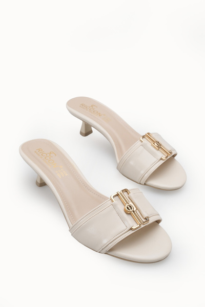 Riccon Women's Thin Heeled Slippers 00122602 Beige Rustic