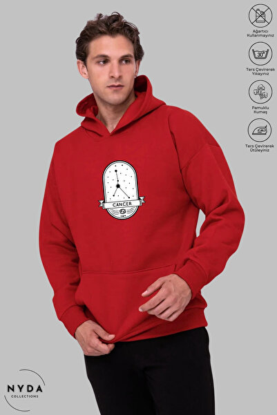 Nyda Collections Φούτερ Unisex με στάμπα καραβίδας καρκίνου, με κουκούλα, ove...