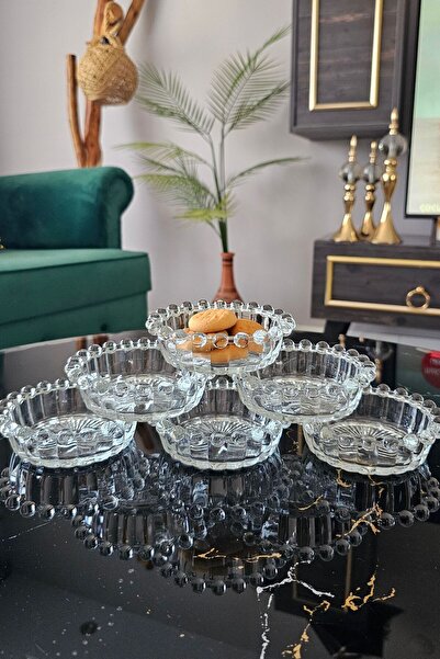 Empressco 6'lı Boncuk Cam Kase Seti, Sunum ve Çerezlik İçin Şık Tasarım