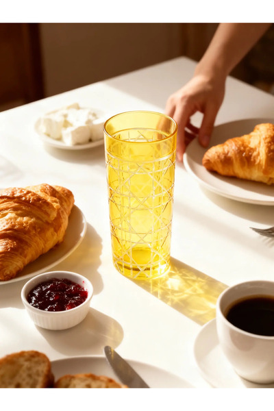 Margerie Crystal Goods Margerie Gloria El Kesme Kristal Uzun Su Bardağı 485cc...