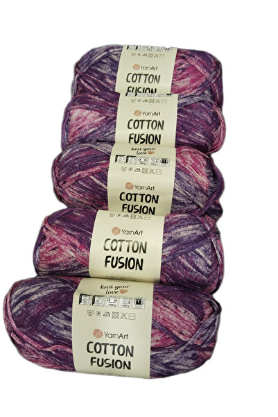 Yarnart КОТОН ФЮЖЪН 5-ЧАСТЕН КОМПЛЕКТ - ЕЛЕГАНТНА ПРЪСТЕНА ЯКА