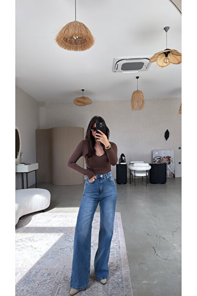 Buket Teke Μπλε Γυαλισμένο Φαρδιά μπατζάκια ZR Αυθεντικό Τζιν