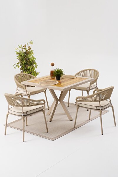 Divona Home GRANDY TEREA BAHÇE BALKON MASA TAKIMI (4 SANDALYELİ)