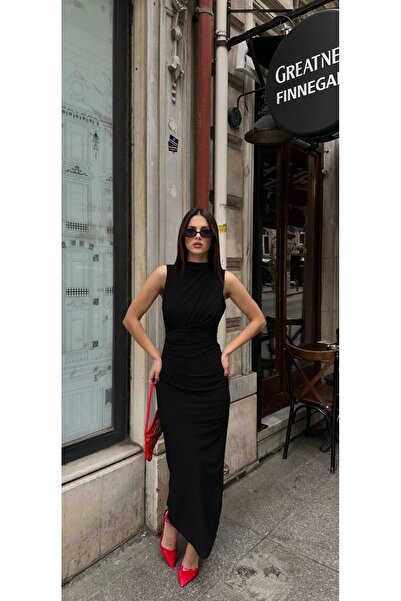 MAGARDE New Season Gathered Detail Premium Dress - Black