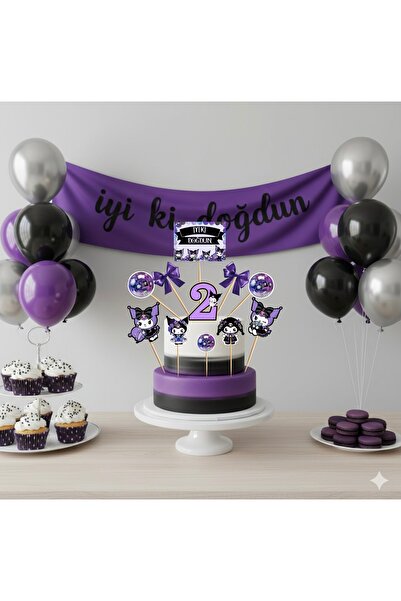 Ays Bridal Kuromi temalı pasta süsü kürdanı 2 yaş