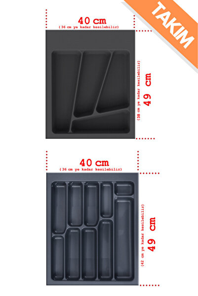 FeyzaDesign Kumlu yüzeyli çekmece içi kaşıklık ve kepçelik takımı 40x49
