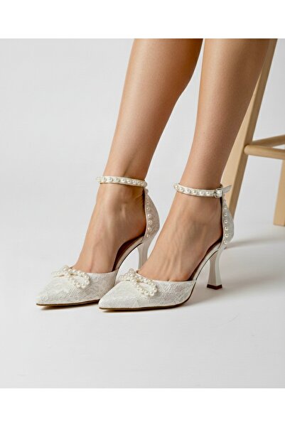 Felisya Butik Wedding Dress Evening Dress Shoes with Lace and Pearls New -Fel...