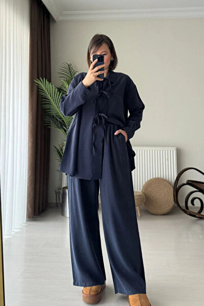 Kubos Moda Modal Navy Blue Shirt and Pants Set