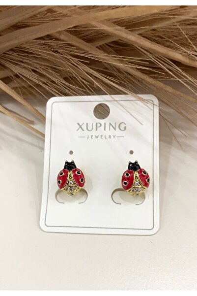 JustGAF Gold Color Ladybug Model Xping Ring Children's Earring