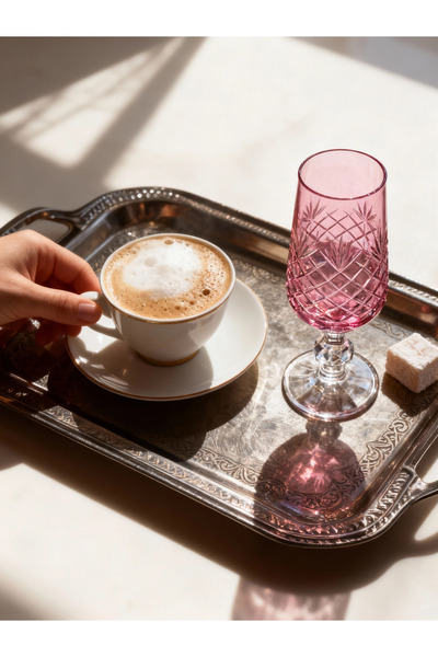 Margerie Crystal Goods Margerie Ara Bohemia Kristal El Kesimi Kahve Yanı Su B...