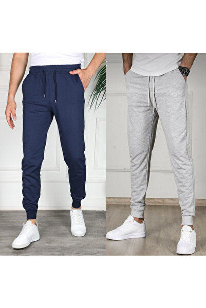 KİMSE GÖRMEDEN Men's Tracksuit with Ribbed Legs, 2-Piece Set, 2 Pieces, Navy ...