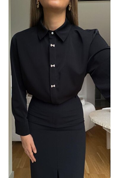 EGZOTİK ASORTİK Bowknot Ornament Buttoned Shirt