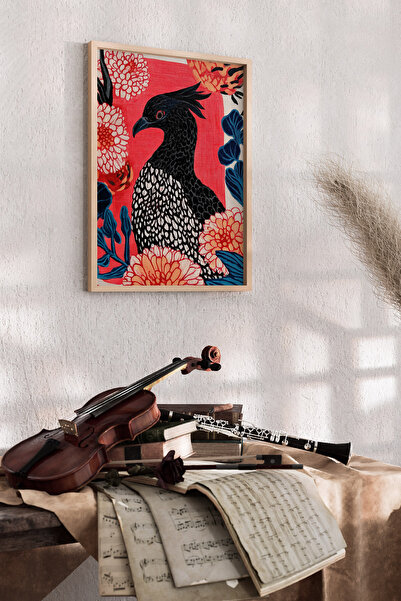 Artiera Εικόνα παπαγάλου με λουλουδάτο σχέδιο ζωγραφισμένο στο χέρι από κοράλ...