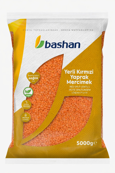 Başhan Yerli Kırmızı Yaprak Mercimek 5 KG – Ekonomik Aile Boy, Yüksek Protein...