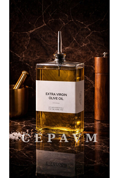 CepAvm 500 ML Gümüş Kare Yağlık Sirkelik - Zeytinyağı Sıvı Yağı Şişesi Sosluk...