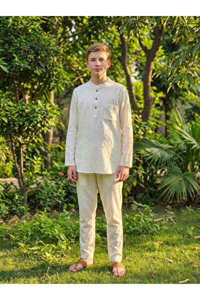 ALVİSTA 100% Cotton Muslin Youth Umrah Suit Hajj Umrah Dress