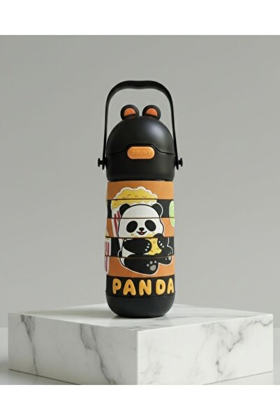 Panda Kids Rotating Puzzle Stainless Steel Thermos Water Bottle with Straw & ...