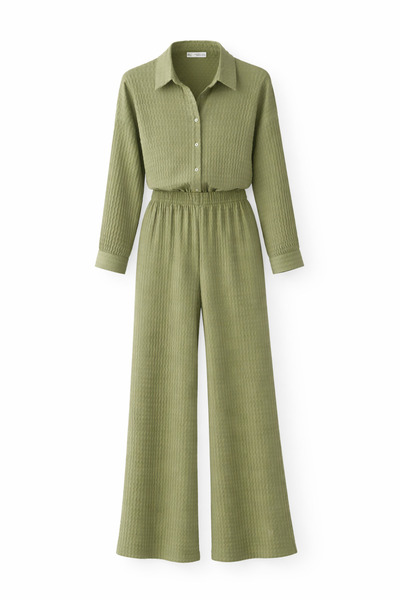 HAZELANNA Zikzak Dokulu Çağla Yeşili İkili Takım