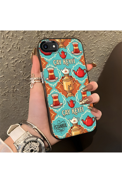 Hontinga iPhone 7 Compatible Silicone Edge Hard Back Anti-Fall Phone Case Tea...