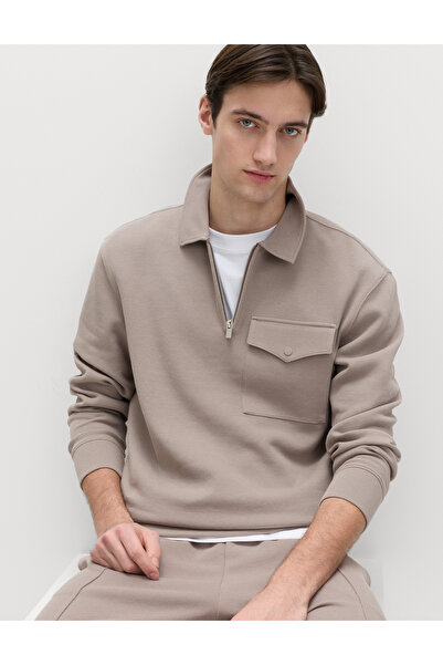 Marks & Spencer Pamuk Karışımlı Yarım Fermuarlı Üst