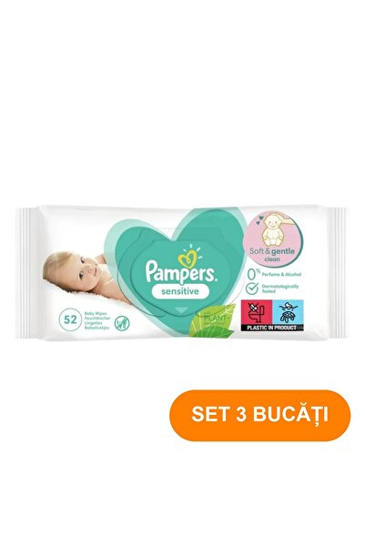 Sleepy SET 3 BUCĂȚI - Șervețele umede Pampers Baby Sensitive, pachet de 52