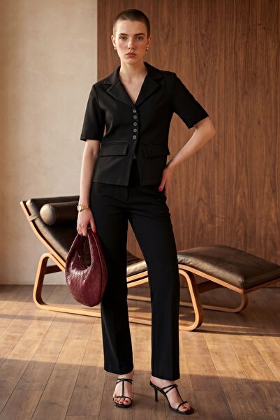 Hiccup MY FASHION Κοντομάνικο σακάκι και παντελόνι με κουμπιά, σετ δύο τεμαχίων