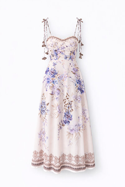 HAZELANNA Pastel Çiçek Desenli Askılı Elbise