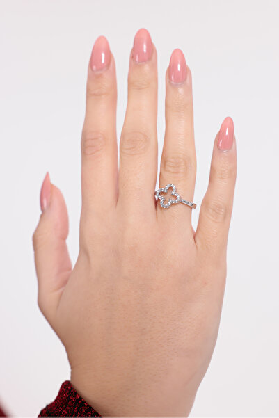 EKİDORA Women's Flower Model Adjustable Steel Ring Gold Silver Color Stainles...