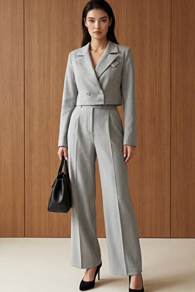 Hiccup My Fashion Buttoned Jacket and Pleated Pants Two-Piece Set