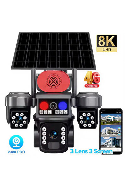 JRH 4G Crocodile Surveillance Camera – 3 Rotating Cameras, 8K UHD and Solar P...