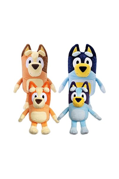 OEM Set of 4 Plush Toys, Virtual Trend® with Bluey and Bingo Family, 28 cm