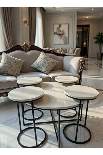 Generic Luxury 5-Piece Nesting Coffee Table Set with Premium Wood-Finish Top ...