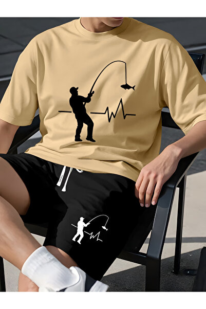 ibibik moda Special Printed Soft Short Sleeve Top and Shorts Set