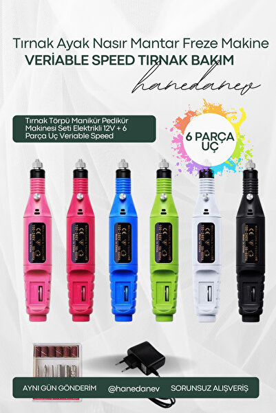 Hanedanev Nail File Manicure Pedicure Machine Set Electric 12V + 6 Pieces Bit...